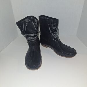 Elegant Black Lace-Up Women's Boots